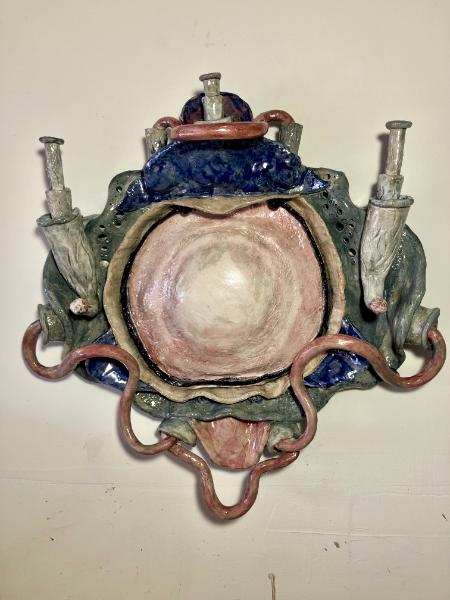 Pink and Blue Candelabra sculputre
