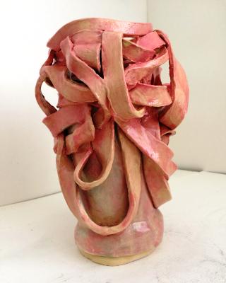 Vessel, pink with pale green