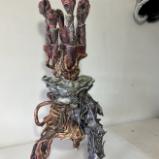 with maroon finials
